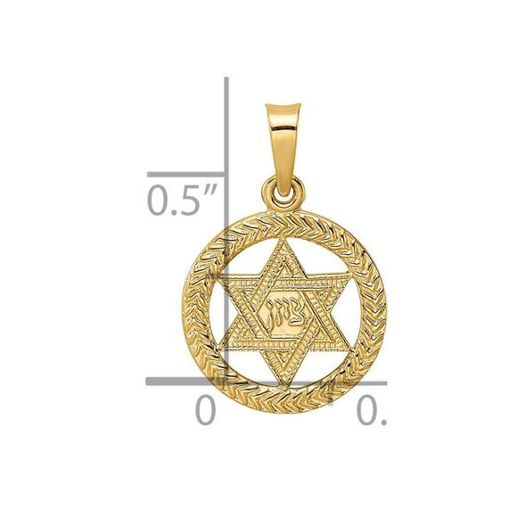 Kazi Luxury 14k Yellow Gold & Textured Solid Star of David in Frame Pendant